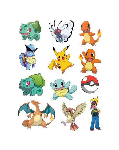 Ash's Core Pokemon Stickers Pack of 12 Stickers