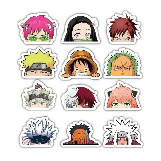 Anime Peek Stickers Pack of 12 Stickers